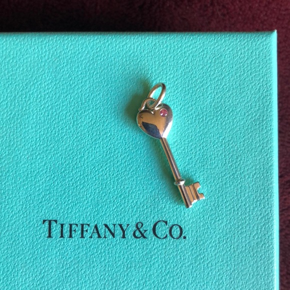 Tiffany & Co. Jewelry - Tiffany and co key charm with pink stone